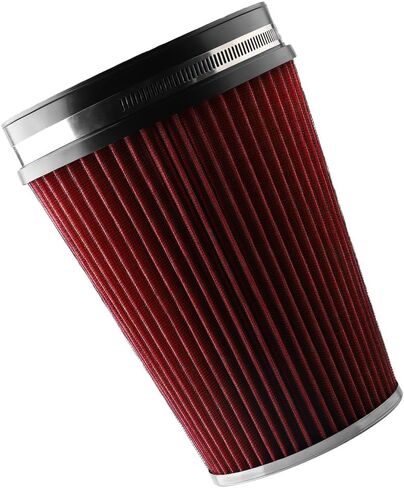 152mm 6" High Flow Cold Air Intake Filter, High-Performance Clamp-On Washable Round Tapered Cone Inlet Replacement Dry Air Filter, Auto Accessories, Universal for Truck SUV Sedan in Kuwait