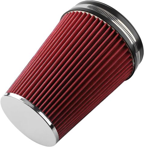 152mm 6" High Flow Cold Air Intake Filter, High-Performance Clamp-On Washable Round Tapered Cone Inlet Replacement Dry Air Filter, Auto Accessories, Universal for Truck SUV Sedan in Kuwait