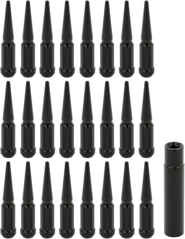 صواميل العروة M14x2 24 قطعة من صواميل العروة السوداء المسننة 4.5 بوصة (114.3 مم) طويلة لبلاكوود لـ DB11 لـ DB9 لـ DBS للرحلة الاستكشافية لـ F-150 لـ F-150 Heritage لـ F-250 Super Duty in Kuwait