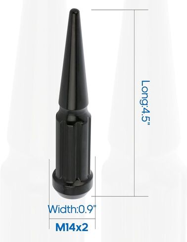 صواميل العروة M14x2 24 قطعة من صواميل العروة السوداء المسننة 4.5 بوصة (114.3 مم) طويلة لبلاكوود لـ DB11 لـ DB9 لـ DBS للرحلة الاستكشافية لـ F-150 لـ F-150 Heritage لـ F-250 Super Duty in Kuwait