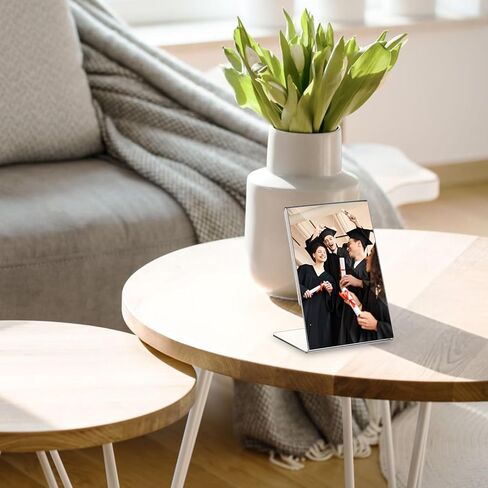 48PCS 3.5 x 2.5 Inch Acrylic Photo Frame, Clear Small Sign Holder L Shape Mini Card Display Stands for Office Wedding Restaurant Menu, Business Card Holder Food Labels Table Top Sign in Saudi Arabia