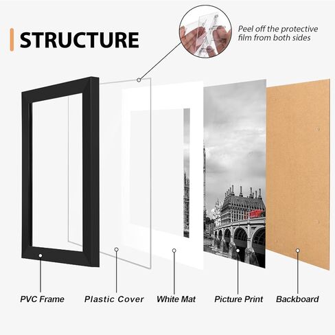 Fixwal 5x7 Picture Frame Set of 6 with Shatter Resistant Plastic Glass, Thin Border and Light Weight Photo Frames for Wall or Tabletop Display, Black in Kuwait