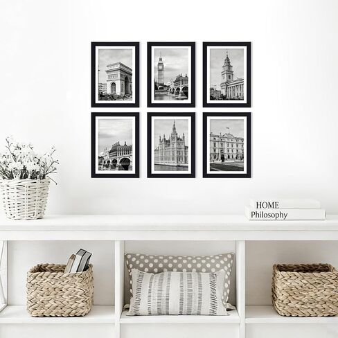 Fixwal 5x7 Picture Frame Set of 6 with Shatter Resistant Plastic Glass, Thin Border and Light Weight Photo Frames for Wall or Tabletop Display, Black in Kuwait