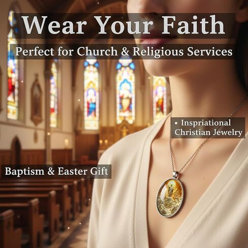 1PC Christian Necklace for Women, Religious Pendant, Adjustable Faith Jewelry, Inspirational Easter Holiday Accessories Baptism Gift in Saudi Arabia