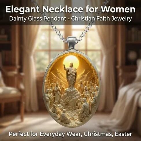 1PC Christian Necklace for Women, Religious Pendant, Adjustable Faith Jewelry, Inspirational Easter Holiday Accessories Baptism Gift in Saudi Arabia