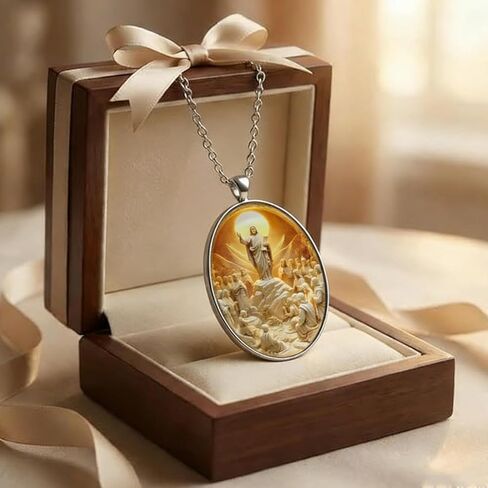 1PC Christian Necklace for Women, Religious Pendant, Adjustable Faith Jewelry, Inspirational Easter Holiday Accessories Baptism Gift in Saudi Arabia