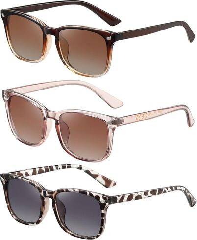 (3 PACK) Sunglasses for Women Men Polarized UV400 Protection Square Fashion Glasses Trendy Stylish Shade in Saudi Arabia