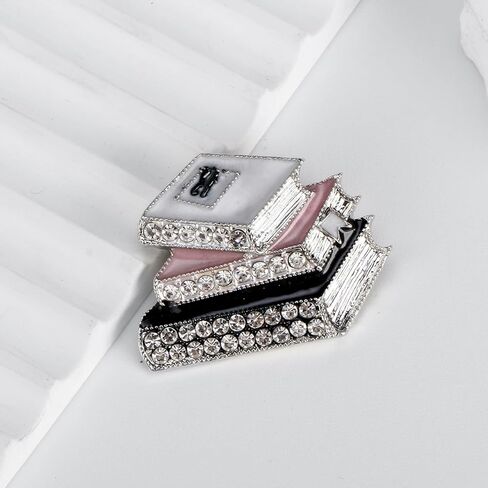 Rhinestone Books Brooch Pin for Women Silver Plated Enamel Crystal 3 Books Brooches Lapel Pins Cute Hat Bag Suit Dress Accessories School Teacher Student Corsage Ornament Jewelry in Saudi Arabia