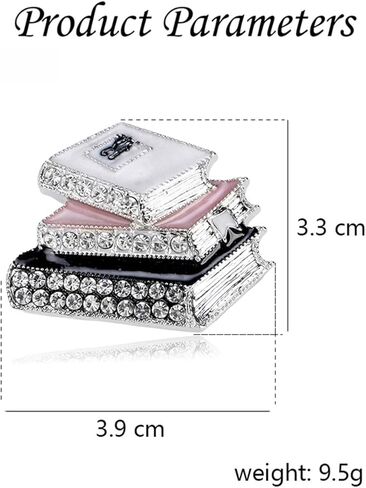 Rhinestone Books Brooch Pin for Women Silver Plated Enamel Crystal 3 Books Brooches Lapel Pins Cute Hat Bag Suit Dress Accessories School Teacher Student Corsage Ornament Jewelry in Saudi Arabia