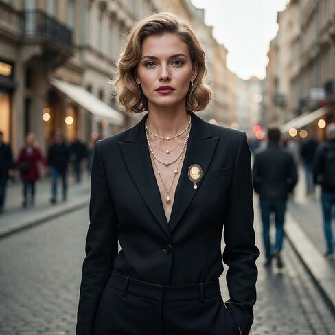 دبوس بروش على الطراز الفيكتوري، قلادة صورة سيدة منقوشة عتيقة مع لؤلؤ متدلي، إكسسوار قماش لوشاح طية صدر السترة، مجوهرات مأدبة الحفلات in Kuwait