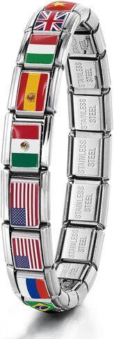 سوار كرة القدم 2026 سوار إيطالي مخصص مع أعلام بلدان متعددة وأعلام وطنية، مجوهرات مخصصة لمحبي الرياضة مع أعلام وصور وسحر رياضي للرجال والنساء هدية in Kuwait