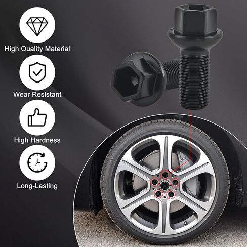 5PCS M14 x 1.5 Wheel Lug Bolts Nuts Compatible with Mercedes Benz 2003-2018 A B C E Class CLA CLS CLK GLA GLK ML350 GL350 GL450 R300L R350L SLC SLK SL, Replace 0009908307 in Kuwait