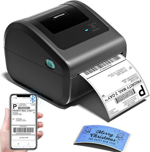Bluetooth Shipping Label Printer 4x6 - D450BT Thermal Label Printer for Shipping Packages, 4x6 Thermal Shipping Label Printer for Small Business, Compatible with Amazon, Ebay, Etsy, USPS in Kuwait