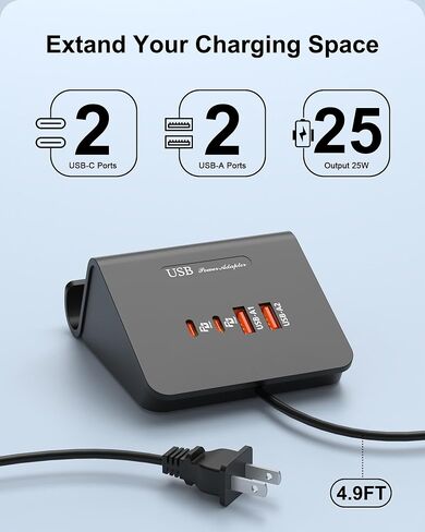 WUKUR USB C GaN Charger for Multi Devices, 4 Ports USB Charger Hub for MacBook iPhone 14/13/12 iPad Laptop Samsung Galaxy Google Pixel and More in Kuwait