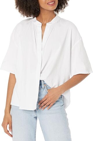 Vince Women's S/S Shirred Band Collar Blouse in Saudi Arabia