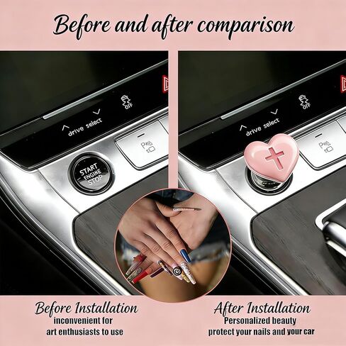 Car Start Button Cover Heart Cross Design, Cute Pink Engine Start Stop Button Protector, Rhinestone Decor Push Ignition Switch Cover, Women Car Accessories Interior Unique Gift in Saudi Arabia
