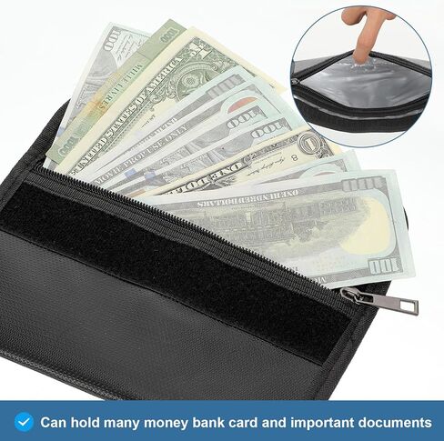 6 عبوات من الحقائب الصغيرة المقاومة للحريق مقاس 8 × 5 بوصات مقاومة للحريق ومضادة للماء، حقيبة مستندات مع سحاب سيليكون مطلي بحامل أموال وإكسسوارات آمنة لجواز السفر القيم (أسود وفضي) in Kuwait