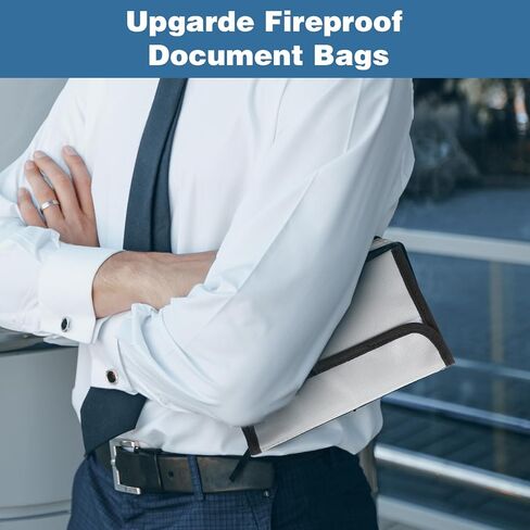 6 عبوات من الحقائب الصغيرة المقاومة للحريق مقاس 8 × 5 بوصات مقاومة للحريق ومضادة للماء، حقيبة مستندات مع سحاب سيليكون مطلي بحامل أموال وإكسسوارات آمنة لجواز السفر القيم (أسود وفضي) in Kuwait