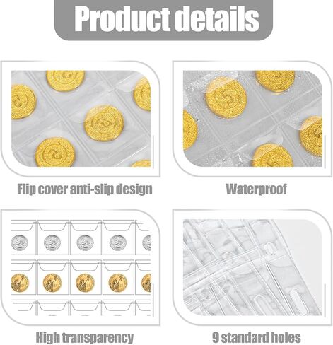 1050 Pockets Coin Sleeves 35 Sheets Coin Holders for Collectors Plastic Coins Protectors Pages Collection Supplies for Binder with Standard 9 Holes (30 Pocket) in Kuwait