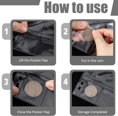 1050 Pockets Coin Sleeves 35 Sheets Coin Holders for Collectors Plastic Coins Protectors Pages Collection Supplies for Binder with Standard 9 Holes (30 Pocket) in Kuwait