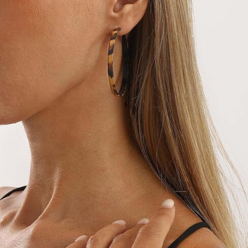 Leopard Hoop Earrings for Women Large Big Dangle Drop Earrings Zebra Print Black Brown Dainty Simple Statement Dress Accessories Jewelry Gifts in Saudi Arabia