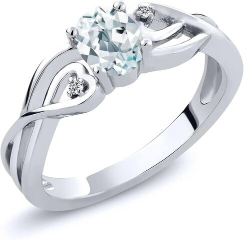 خاتم من الألماس باللون الأزرق السماوي والزبرجد الأبيض من جيم ستون كينغ للنساء | 925 فضة استرلينية | 0.44 ق ط | جوهرة الميلاد الأحجار الكريمة | خاتم الخطوبة والذكرى السنوية للزفاف للنساء in Kuwait