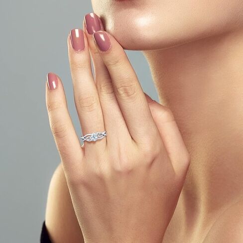 خاتم من الألماس باللون الأزرق السماوي والزبرجد الأبيض من جيم ستون كينغ للنساء | 925 فضة استرلينية | 0.44 ق ط | جوهرة الميلاد الأحجار الكريمة | خاتم الخطوبة والذكرى السنوية للزفاف للنساء in Kuwait