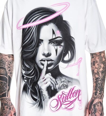 Sullen Men's Secrete Angel Artist Series Tattoo Lifestyle Graphic 1 Ton Premium Cotton Short Sleeve Tee in Saudi Arabia