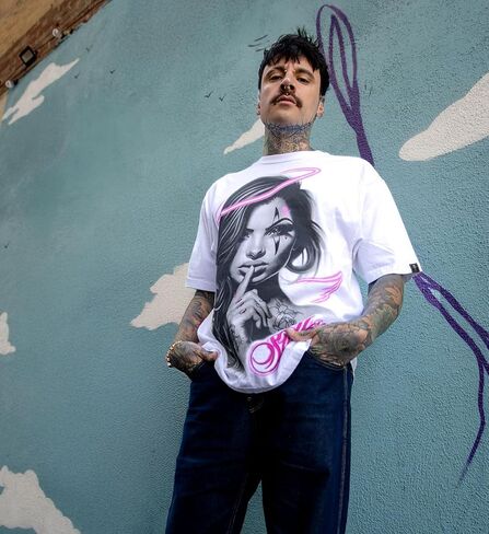 Sullen Men's Secrete Angel Artist Series Tattoo Lifestyle Graphic 1 Ton Premium Cotton Short Sleeve Tee in Saudi Arabia