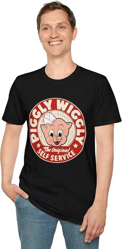 Piggly Wiggly Red Nostalgic T-Shirt | Vintage Grocery Piggly Emblem in Saudi Arabia