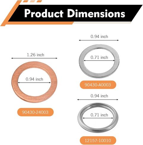 12 قطعة حشية نقل تفاضلية، حشوات غسالات سحق سدادة التصريف، متوافقة مع Toyota Lexus 4Runner Land Cruiser Tundra Tacoma FJ Cruiser RAV4، 1215710010 9043024003 90430A0003 in Kuwait