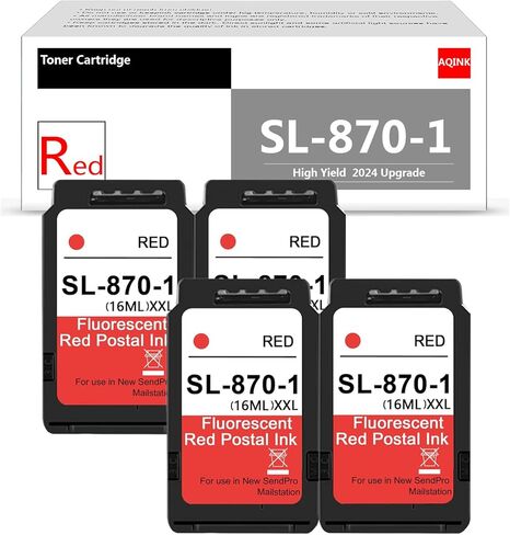 SL-870-1 XXL Fluorescent Red Ink Cartridge : 2 Pack High Capacity Replacement for Pitney Bowes SL870-1 Red Ink cartridges for SendPro Mailstation Postage Meter (CSD1) 2-Pack (2×16ML) in Kuwait