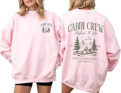 مخصص طاقم المقصورة البلوز العازبة شخصية التخييم حفل الزفاف Crewneck جبل بحيرة تاهو الموضوع قبل أن أفعل سترة الفتيات رحلة ميرش الوردي الصوف السترة in Saudi Arabia
