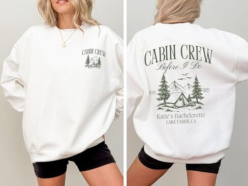 مخصص طاقم المقصورة البلوز العازبة شخصية التخييم حفل الزفاف Crewneck جبل بحيرة تاهو الموضوع قبل أن أفعل سترة الفتيات رحلة ميرش الوردي الصوف السترة in Saudi Arabia