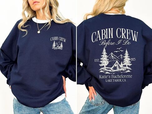 مخصص طاقم المقصورة البلوز العازبة شخصية التخييم حفل الزفاف Crewneck جبل بحيرة تاهو الموضوع قبل أن أفعل سترة الفتيات رحلة ميرش الوردي الصوف السترة in Saudi Arabia