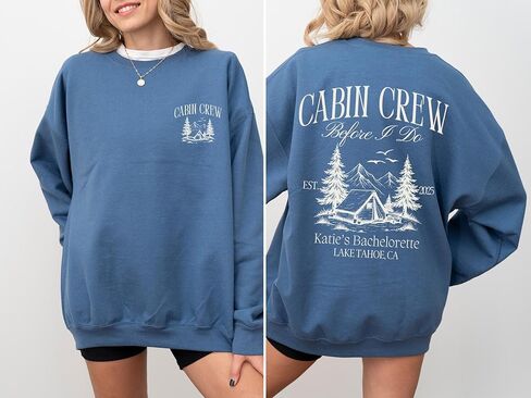مخصص طاقم المقصورة البلوز العازبة شخصية التخييم حفل الزفاف Crewneck جبل بحيرة تاهو الموضوع قبل أن أفعل سترة الفتيات رحلة ميرش الوردي الصوف السترة in Saudi Arabia