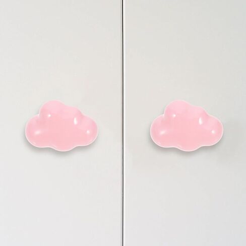 2pcs Cloud Shape Ceramic Cabinet Knobs Cute Drawer Dresser Pull Handles Pink Ceramic Hardware for Room Furniture, Bedroom Cabinet Doors, Friendly Design in Kuwait