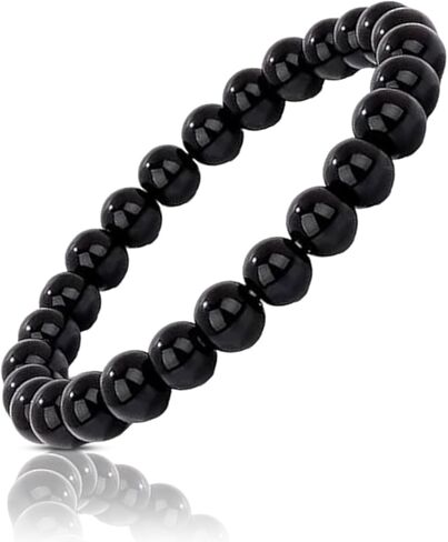Shungite Bead Bracelet for Women Men's Gifts – Healing Crystal Jewelry with Genuine Shungite Stones – Energy Balance and Chakra Healing Beaded Stretchable Bracelet in Saudi Arabia