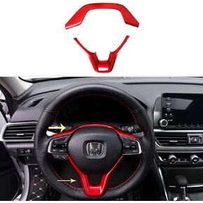 Print Interior Steering Wheel Cover Trim Decals Emblem Sticker for Honda Accord 10th Gen 2018-2022 (Red) in Kuwait