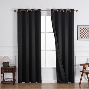 Black Blackout Curtains, Thermal Insulated Window Curtain Panels, Noise Reducing, Room Darkening, 42 x 90 Inch, Set of 2 in Kuwait