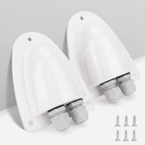 BougeRV 2 Packs of White Solar Double Cable Entry Gland Box, RV roof Waterproof ABS Solar Double Cable Entry housing for RVs, Boats, Yacht, Roofs，camperman for All Cable Types 14AWG to 10AWG （White） in Saudi Arabia