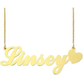 Solid 14k Gold Name Necklace Script Font Personalized Heart Nameplate Chain in Kuwait