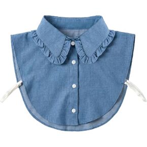 Denim Detachable Collar Shirt Fake Dickey Collar Half Shirts Blouse False Collars Top for Women in Kuwait