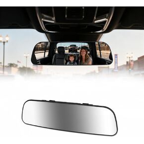 مرآة الرؤية الخلفية، 16 بوصة من الكروم مضادة للوهج، مرايا رؤية خلفية بانورامية محدبة عالمية للسيارة، مشبك على زاوية واسعة كبيرة مرآة الرؤية الخلفية موسع إلى النقطة العمياء لشاحنات البيك أب in Kuwait