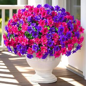 مارتين مول زهور صناعية للخارج، 12 حزمة من الزهور الخارجية المزيفة الواقعية، زهرة النرجس الحريرية المقاومة للأشعة فوق البنفسجية لمظهر خارجي نباتات زهور صناعية حقيقية لديكور حديقة الشرفة، متعدد الألوان in Kuwait