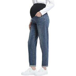 Women's Maternity Jeans Over Belly Comfy Stretch Boyfriend Jeans with Pockets Loose Pregnancy Denim Pants in Kuwait