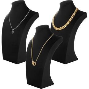 3 Pack Necklace Display Stand, Jewelry Bust Display Stands, Necklace Bust Holder Necklace Mannequin Holder for Selling Home Store Trade Shows Photography Props - Black Velvet (12 x 6.89 Inch) in Kuwait