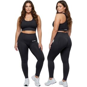 Women's Plus Size XXL Workout Set 2 Piece - Squat Proof High Waist Seamless Ribbed Leggings and Racerback Sports Bra in Saudi Arabia