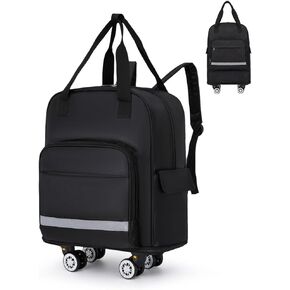 Backpack with Wheels, Large Foldable Backpack for Travel Collapsible Duffle Bag with Wheels Carry on Backpack with Detachable Wheels with 4 Spinner Wheels-Black in Kuwait