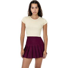 LOS ANGELES APPAREL Womens Classic Tennis Skirt RGB300 - High-Waisted Gabardine Miniskirt, Made in USA in Kuwait